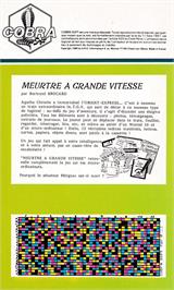 Box back cover for Meurtre A Grande Vitesse on the Amstrad CPC.